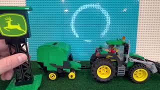 Custom Lego Round baler \u0026 round hay bales for my LEGO farm display. John Deere color scheme.