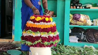 పెద్ద బతుకమ్మ|how to make bathukamma||bathukamma making step by step 2019||pedda bathukamma