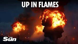 Huge explosions as Ukraine’s powerful Neptune missiles blast oil depot supplying Putin’s war machine