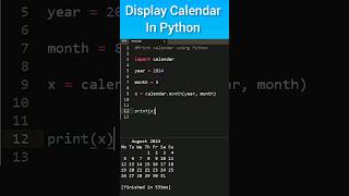 Display calendar using Python #python #progamming