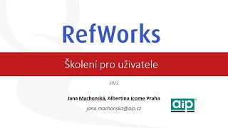 školení RefWorks - základní a pokročilé funkce