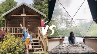 Off Grid Dome vs. On Grid Cabin | Glamping Room Tour