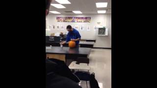 Exploding pumpkin in chemistry class