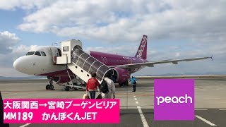 [機窓] ピーチ 大阪関西→宮崎 MM189 A320 JA811P かんぽくんジェット