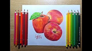 DRAW AN APPLE | COLORED PENCILS ON PAPER