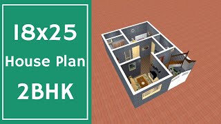 18x25 House Design 2BHK || 50 Gaj Makan Ka Naksha || 18x25 House Plan || Tiny 3D Home Design