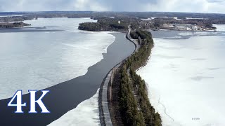 Puruvesi Lake Saimaa, the ice is already melting in March 2020