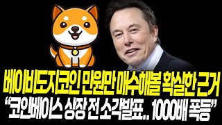 베이비도지코인, 코인베이스 상장 전 소각발표.. 1000배 폭등.. \