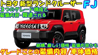 トヨタ 新型ランドクルーザーＦＪ 発売へ。２種類のエンジンと３つのグレード構成が報道される。予想より高い価格設定です。