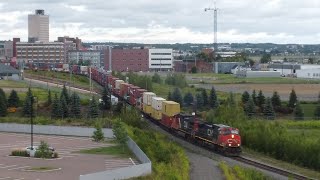 Nice Aerial View w/Zoom! Rare Daylight Stack Train CN 121 at Moncton, NB