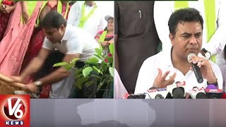 IT Minister KTR Participate In 3rd Phase Haritha Haram At Birds Park | Hyderabad | V6 News