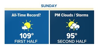 A record high could fall Sunday. Rain chances return on Monday.