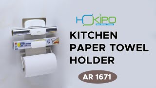 HOKIPO Kitchen Paper Towel Holder with Extendable Arms \u0026 2 Shelves for Aluminum Foils (AR1671)