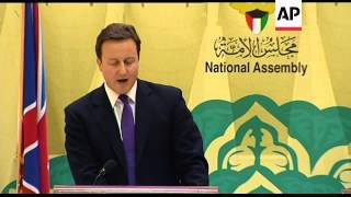 UK PM Cameron addresses Kuwaiti parliament; sbites on unrest