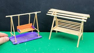 3 Easy & Quick Miniature Outdoor Furniture #7 | Swing & Bench Crafts Ideas
