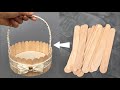 DIY ตะกร้าจากไม้ไอศครีม | DIY Basket from Ice Cream Stick.