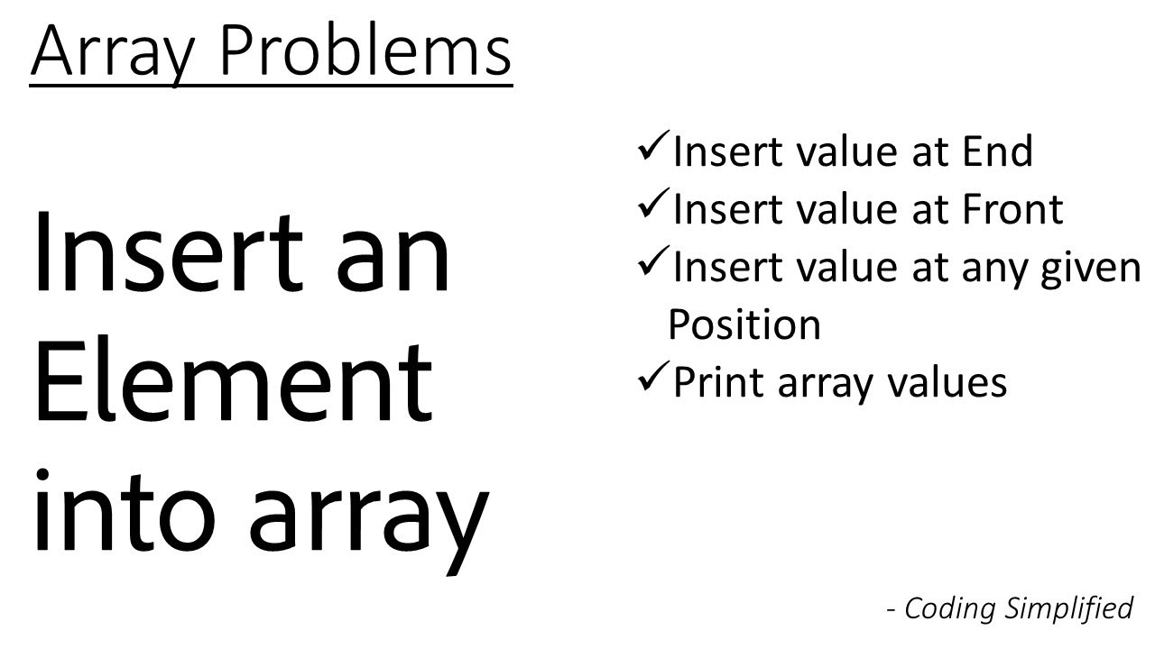 Array - 1: Insert An Element Into Array | At End | At Front | At Any ...