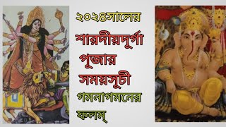 শারদীয় দূর্গাপূজার সময়সূচী ও গমনাগমনে ফলম্ #দূর্গাউৎসব২০২৪,#দূর্গাপূজারসময়সূচী।