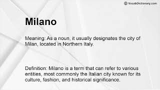 Milano Meaning