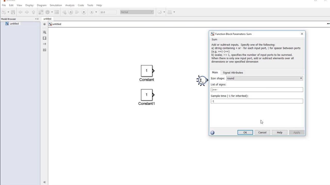 How To Use MATLAB Simulink Sum (add Or Subtract) Block - YouTube