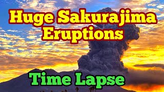 Huge Sakurajima Volcano Eruptions Time Lapse,Kagushima Island,Japan, Pacific Ring of FireFire, Sound