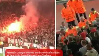 Arsenal v Cologne delayed amid crowd safety fears as fans try to ‘force their way’ into Stadium