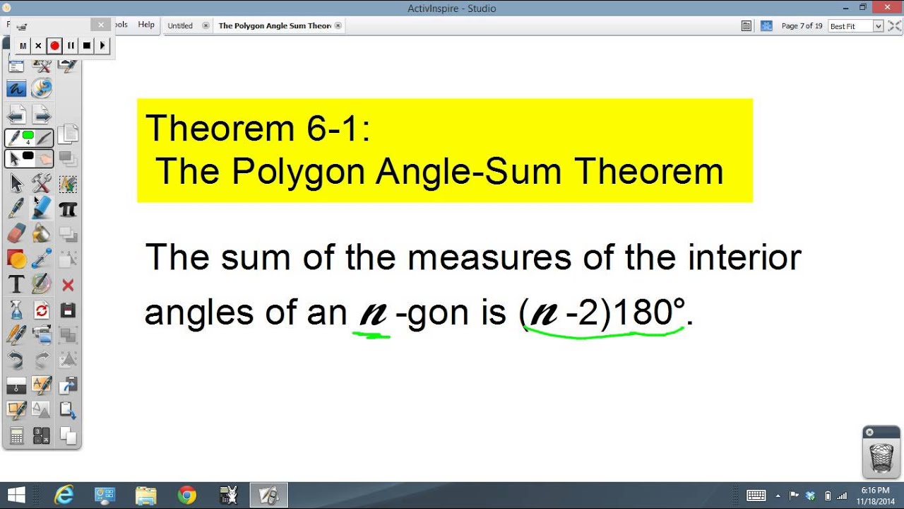 The Polygon Angle Sum Theorems 6.1 - YouTube