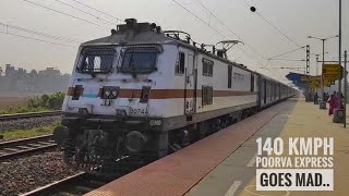 140 Kmph Madly Honking GMO WAP7 Overspeeding Poorva Express Destroys Begampur Eastern Railways..