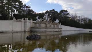 The Neptune Fountain Pond in Austria. Gloriette Hill Schönbrunn Palace Vienna