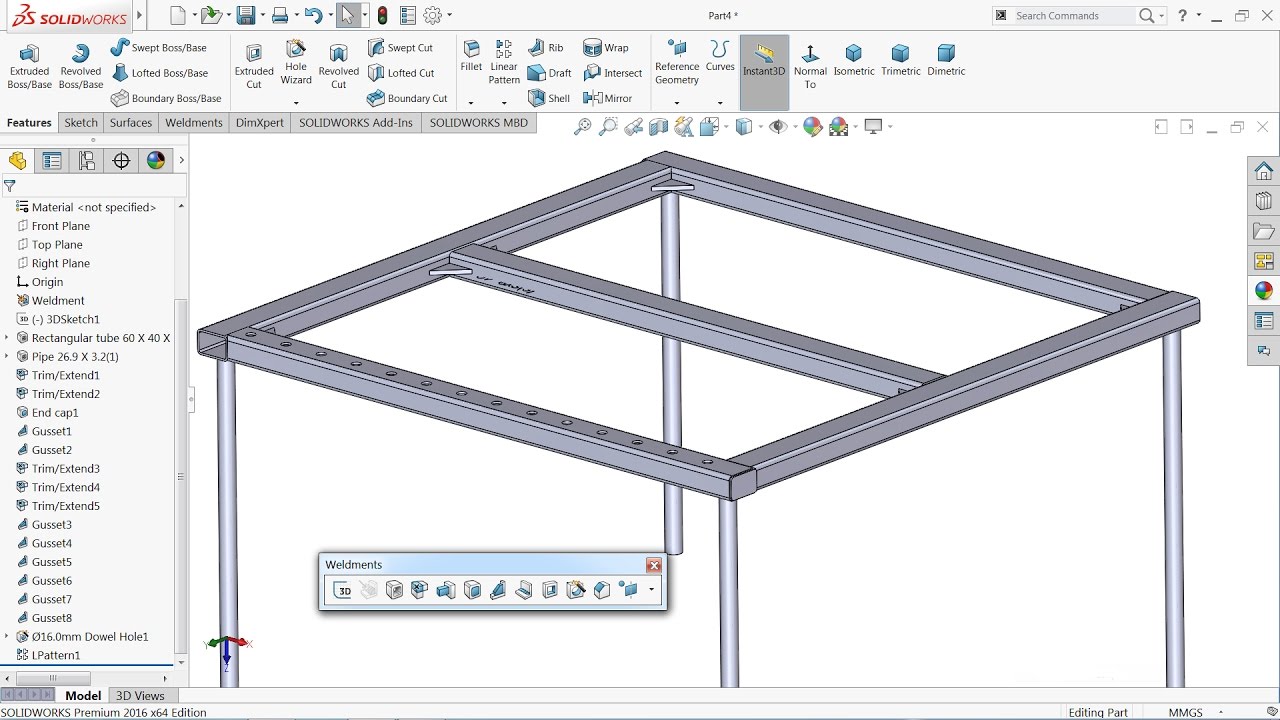 Solidworks Tutorial Basic Of Weldments - YouTube