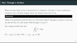 Multivariable Calculus: Surface Integral - Flux (16.7)