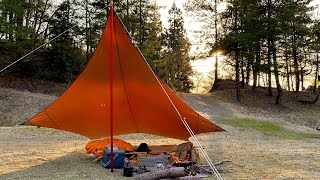 Solo camping in Japan | Relaxing overnight under a tarp with a breathtaking sunrise