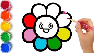 Сурет салу гүл. Bolalar uchun gul rasm chizish. Drawing picture flower with song for kids