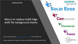 Replace Solid Edge Draft Background Sheet