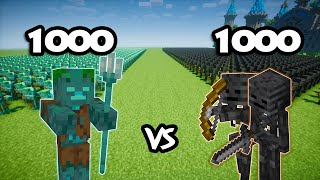 1000 Drowned Vs 1000 Wither Skeleton | Minecraft