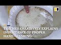 Teacher uses creativity and pepper to explain the importance of washing hands properly