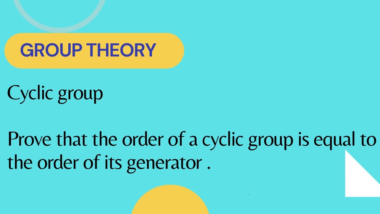 Cyclic Group.Prove That The Order Of A Cyclic Group Is Equal To The ...