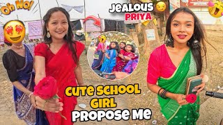 Cute School Girl Ne Diya Mujhe Rose🌹||Bengali Saraswati Puja Girls Reaction 😍@Biker_Bipu