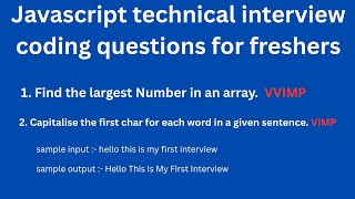 Javascript Technical Interview Coding Questions Find the largest value in an array #interview.