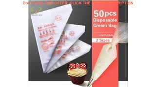 Review 50PCS Small/Large Size Disposable Piping Bag Icing Fondant Cake Cream bag Decorating Pastry