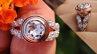 1.75 TCW Round Old Mine Cut and Round Near-Colorless Moissanite Vintage Engagement Ring