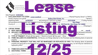 NEW California Lease Listing Agreement (C.A.R.) — December 2025 Update | Full Form Tutorial (2026)