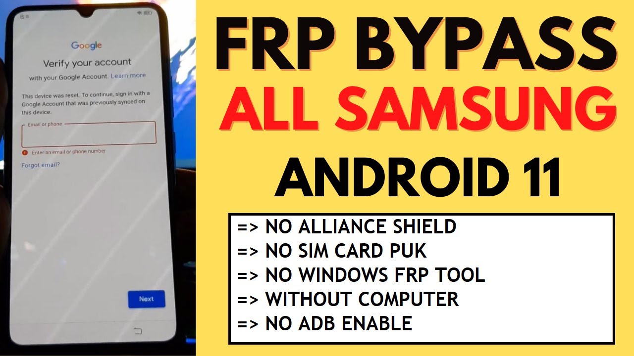 All Samsung FRP Bypass Android 11 Without PC Free - No Alliance Shield ...