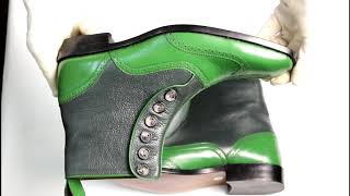 Men's Handmade Button Boots | Handmade Shoes | Green Leather | High Ankle | Button | 2020 New Boots