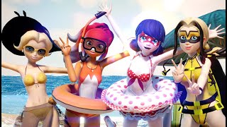 [Miraculous Ladybug] Summer swimsuit transformations (Alya Zoe Chloe Marinette)