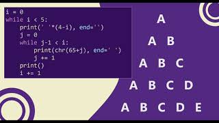 82 Alphabet Triangle Pattern without any pre-defined method using while loop in Python