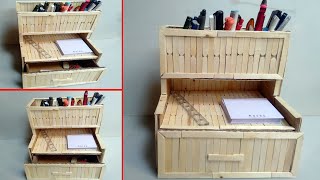 make diy desk organizer using ice cream stick | Diy Drawers | Best out of waste idea | DIYStudio