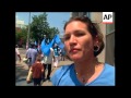 Uighur protest against Chinese policies outside embassy