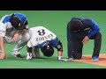 ＜2019.4.14ロッテ戦4回裏1アウト2塁＞王柏融がセンターへのヒットを放つ⇒2塁から近藤健介がホームへ突っ込むが憤死⇒リプレイ検証するも判定覆らず