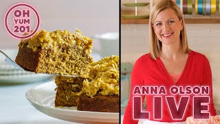 Baking Oatmeal Cake with Coconut Pecan Topping - Live! | Bake-a-long with Anna Olson